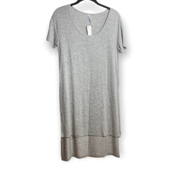 Z  Supply Grey Round Neck High Low Tee Shirt Dress - Picture 1 of 9